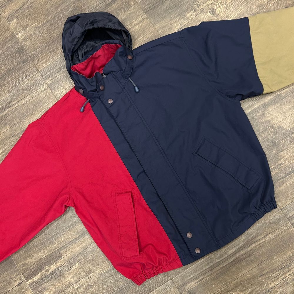 Vintage Salmon River Traders Colorblock Jacket Men Large Full Zip Hidden Hood‎